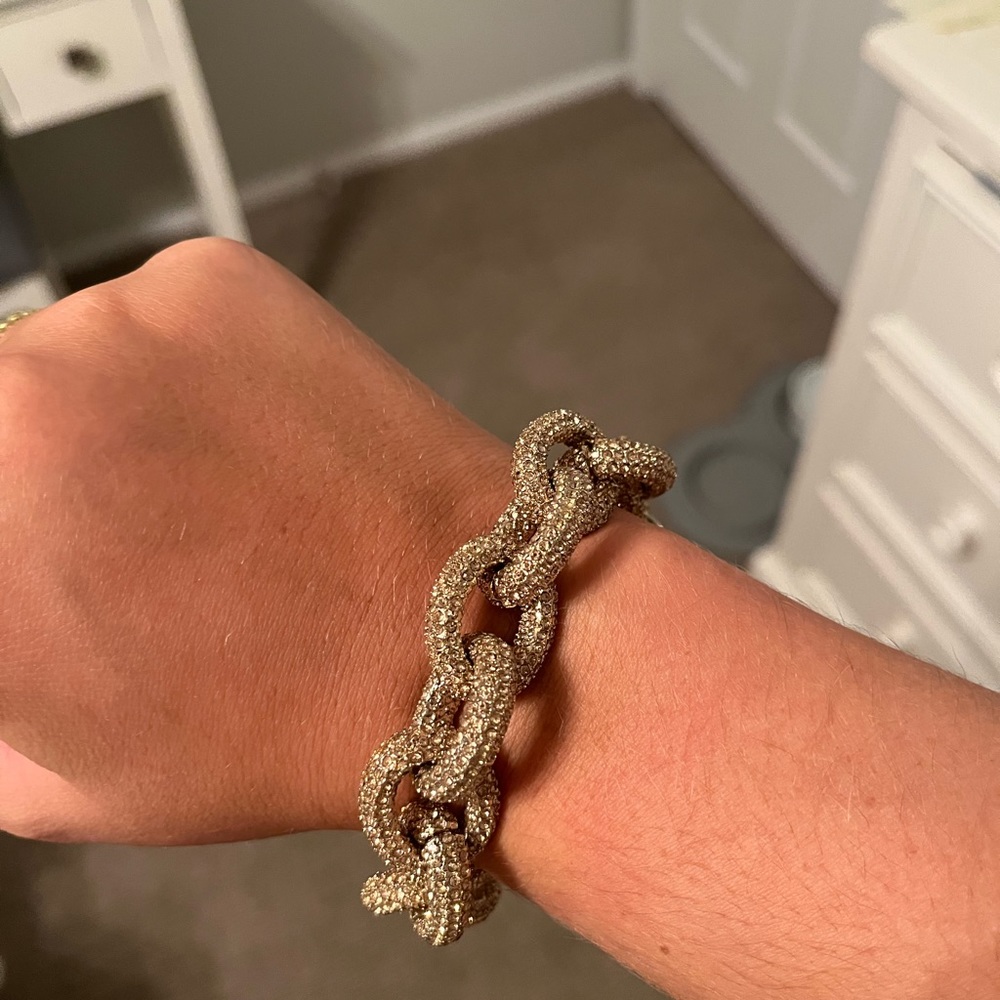 Gold plated diamond link bracelet